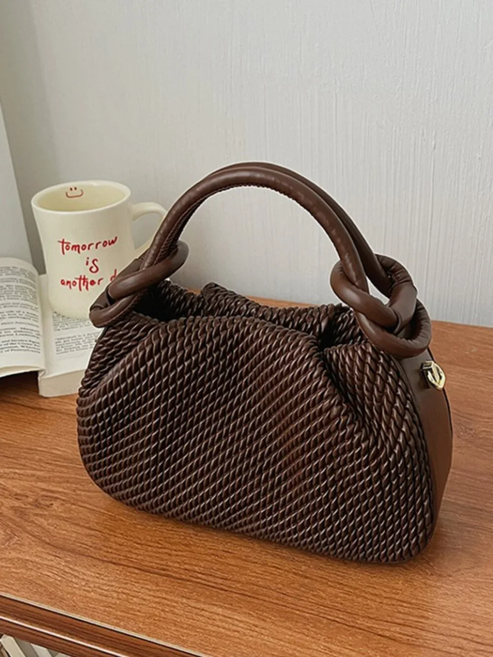 Women's Woven Top Handle Bag | Knotted Mini Handbag | New